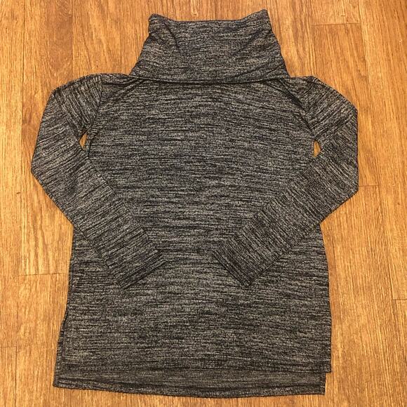 GAP Black Gray Melange Marled Striped Turtleneck Pullover Sweater Size Small - Picture 3 of 12